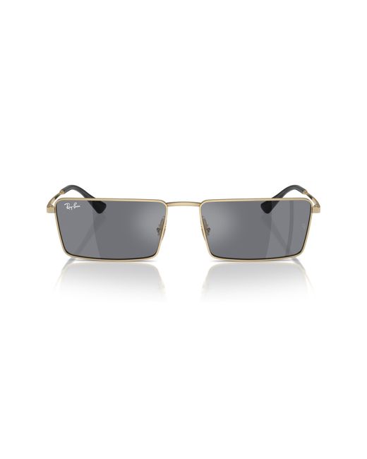 Ray-Ban Gray Emy 56Mm Rectangular Sunglasses for men