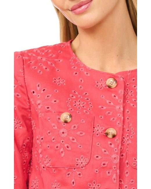 Cece Red Eyelet Crop Jacket