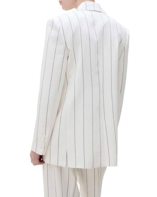 Mango White Pinstripe Suit Jacket
