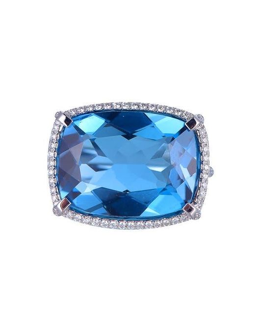 Kahn High Jewelry Blue Topaz Ring With Diamonds