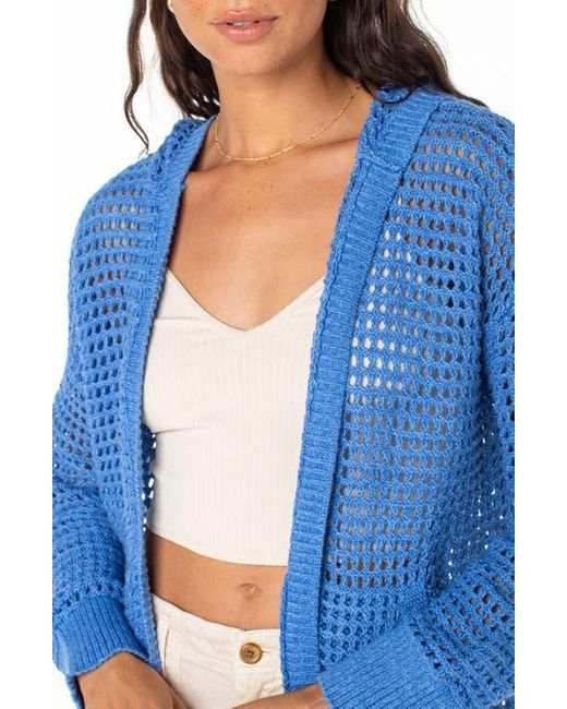 Roxy Blue Thea Open Stitch Cotton Hoodie Cardigan