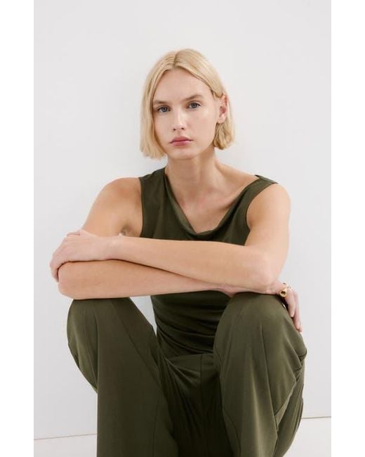 Mango Green Pull-On Straight Leg Pants