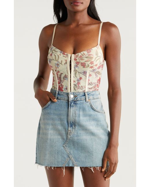 Free People Multicolor Intimately Fp Floral Mesh Bodysuit