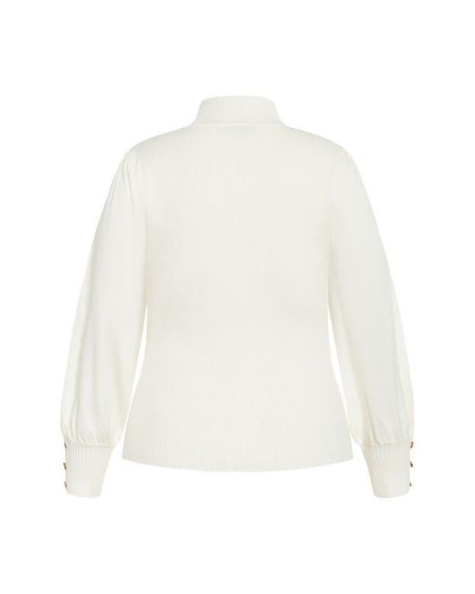 City Chic White Sofia Mock Neck Rib Sweater