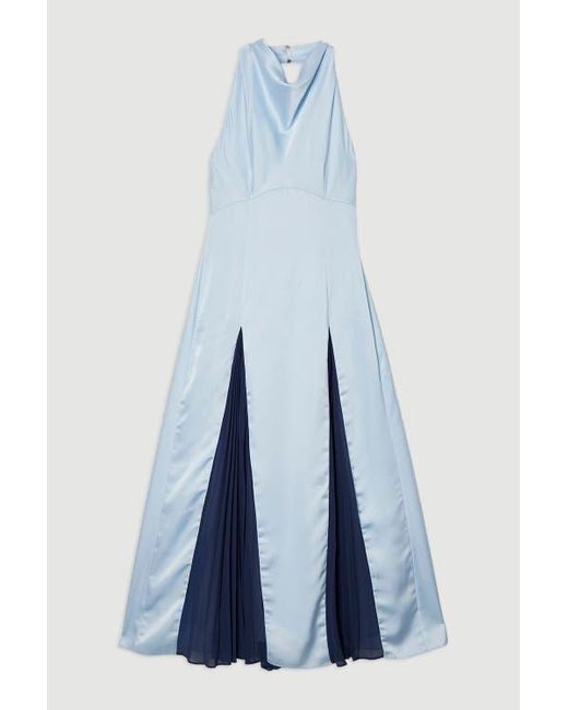 Karen Millen Blue Woven Satin Maxi Dress