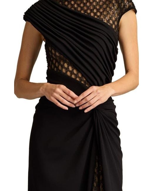 Tadashi Shoji Mixed Media Cap Sleeve Crepe Gown in Black | Lyst Tadashi Shoji Mixed Media Cap Sleeve Crepe Gown in Black | Lyst