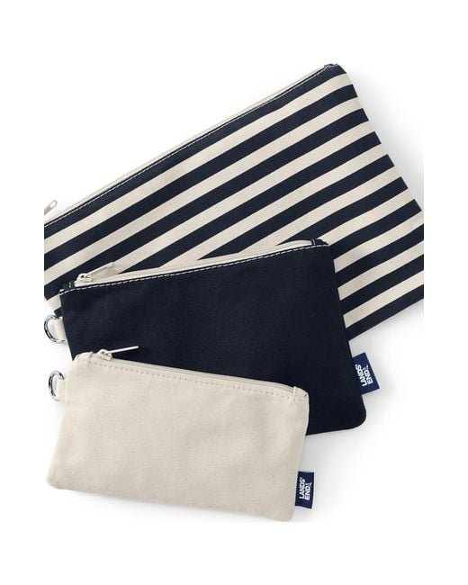 Lands' End Blue Zip Canvas Pouch 3 Pack
