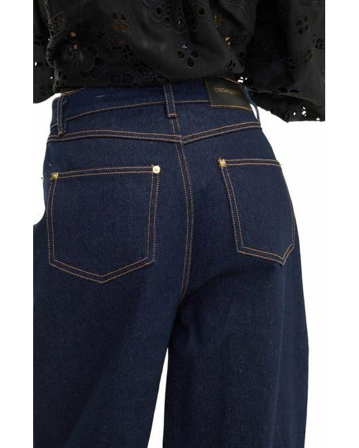 Cynthia Rowley Blue Embroidered Wide-Leg Jean