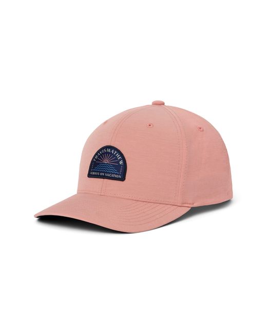 Travis Mathew Pink Sea Explorer Snapack Baseball Cap for men