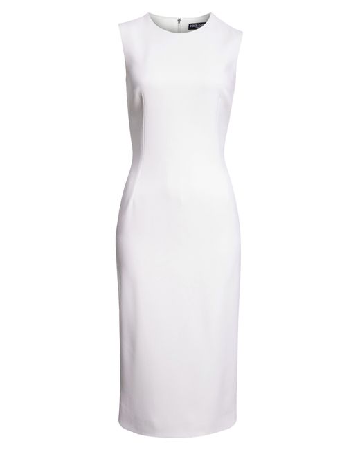 Dolce & Gabbana White Sleeveless Stretch Wool Sheath Dress