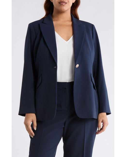 Tahari Blue One-Button Jacket