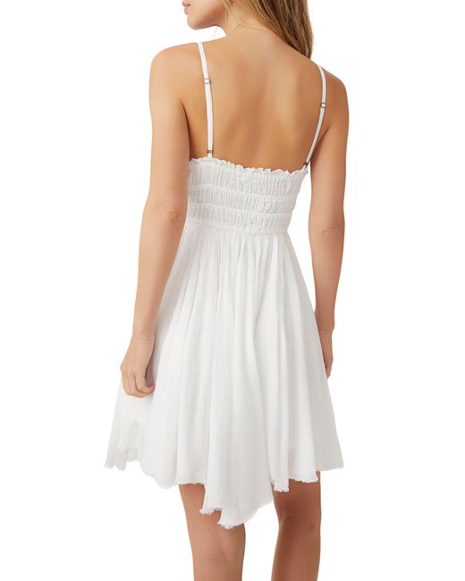 Free People White Delia Asymmetric Raw Hem Cotton Dress