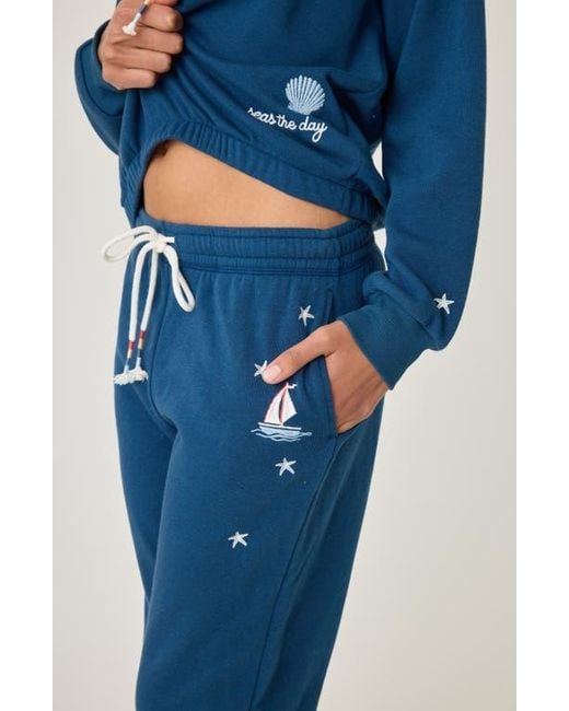 Pj Salvage Blue Maritime Banded Joggers