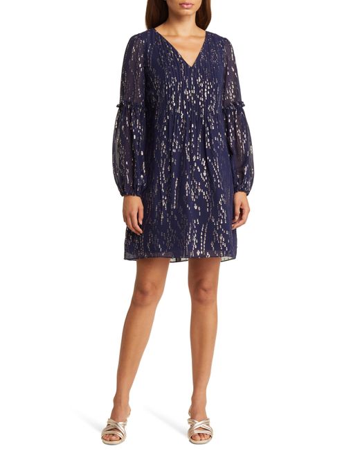 Lilly Pulitzer Blue Lilly Pulitzer Cleme Long Sleeve Silk Blend Dress