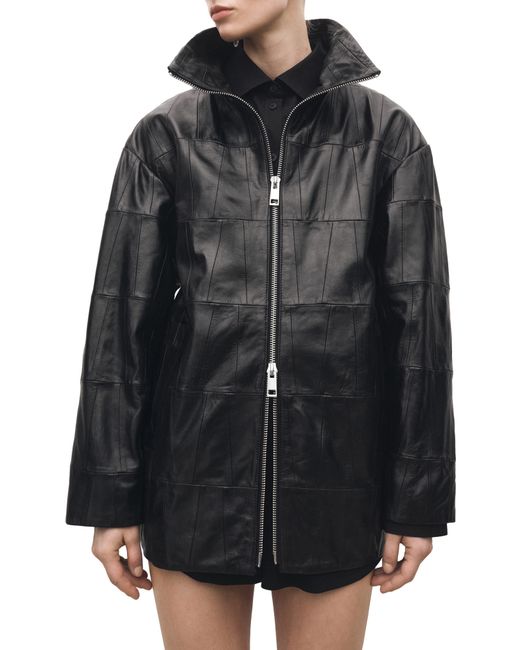 Mango Black Patchwork Leather Jacket