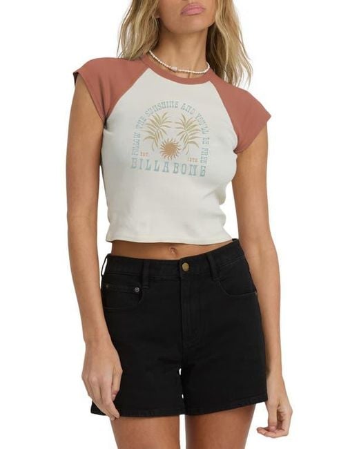 Billabong Black Forever Had Colorblock Cotton Graphic Baby Tee