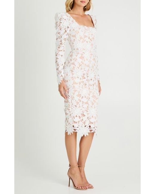 HELSI White Olga Floral Appliqué Long Sleeve Dress