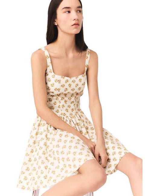 Maje Natural Short Flared Patterned Dress