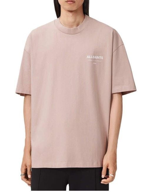 AllSaints Pink Xander Crewneck T-Shirt for men