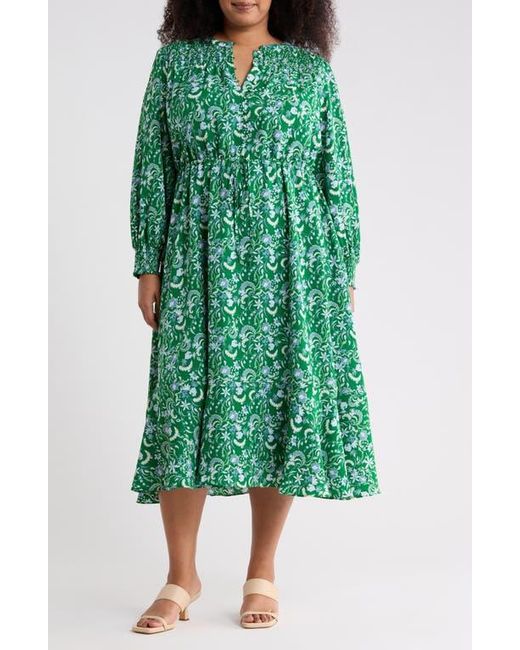 midi dress with sleeves summer Baltic Born Womens Marta Smocked Midi Dress | Summer Floral
