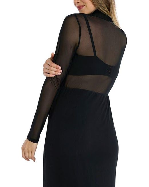 Motherhood Maternity Black Long Sleeve Bodycon Mesh Maternity Top