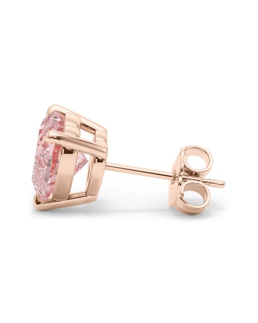 HauteCarat Pink Lab Created Diamond Stud Earrings