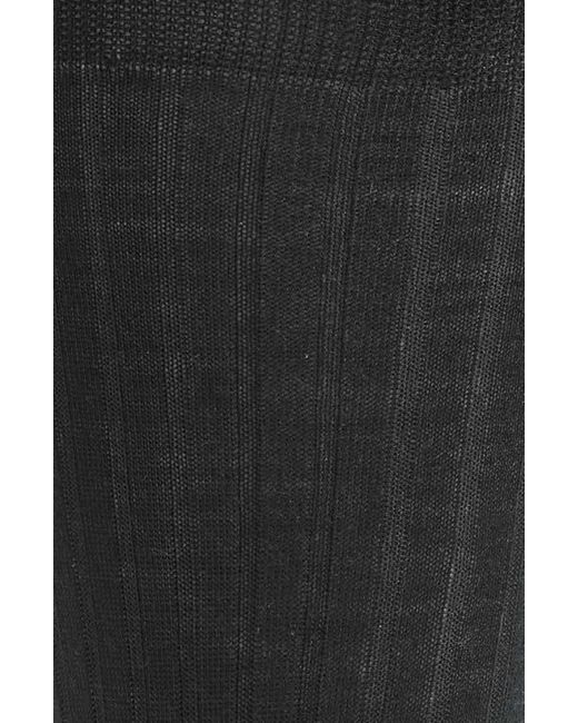 Canali Black Ribbed Wool Blend Socks for men