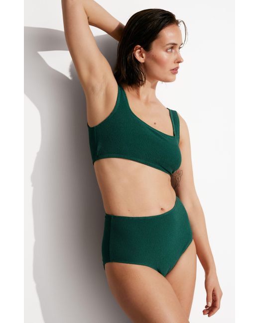 & Other Stories Green & Textured Crop Bikini Top