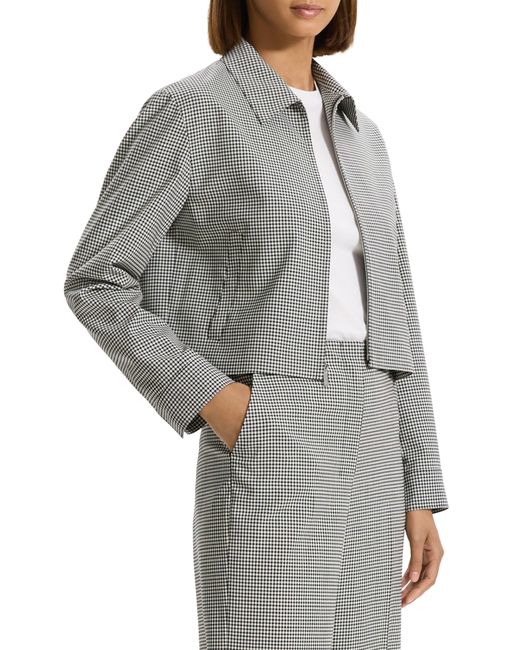 Theory Gray Tailor Stretch Wool Crop Jacket