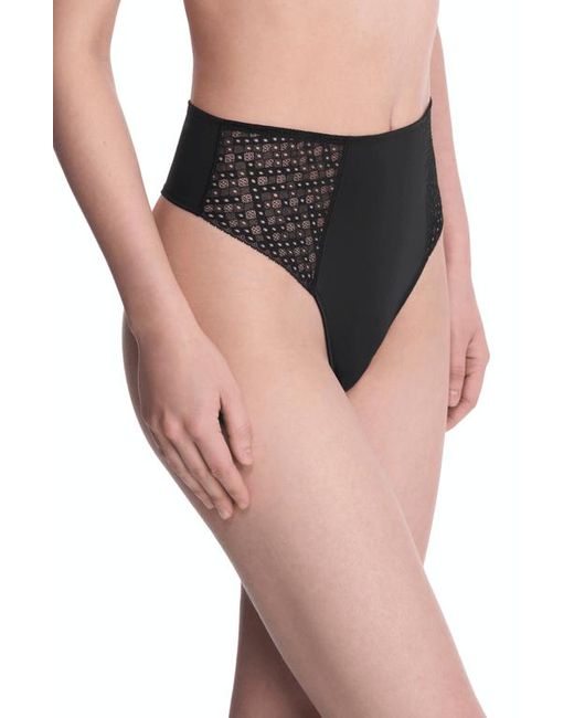 Natori Black Harmony High Rise Lace Thong