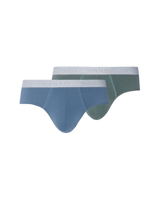 Hanro Blue Cotton Essentials 2-Pack Cotton Briefs for men