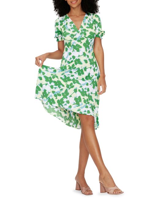 Diane von Furstenberg Green Jemma Floral Puff Sleeve Dress