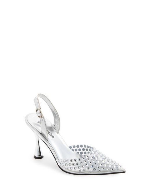 Jeffrey Campbell White Shiner Slingback Rhinestone Pointed Toe Pump
