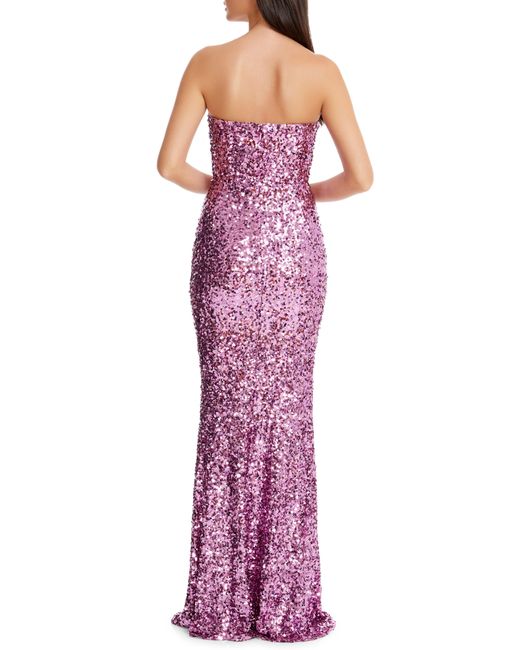 Dress the Population Purple Fernanda Sequin Strapless Mermaid Gown