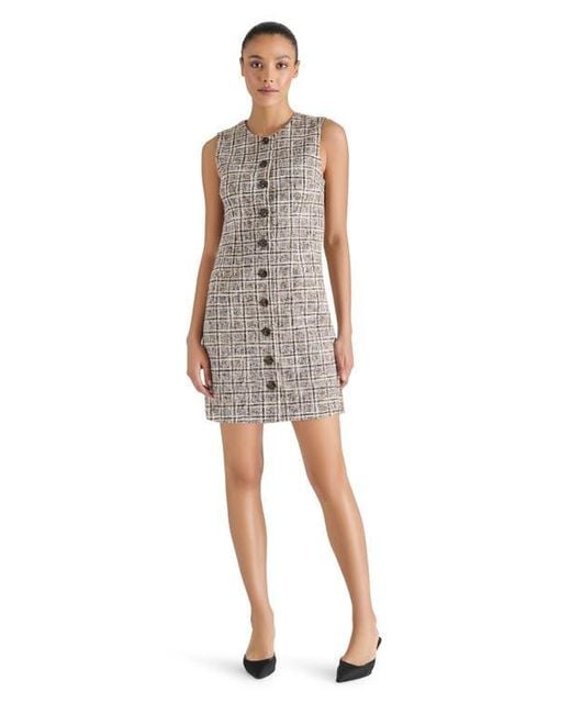 Steve Madden Gray Elsa Windowpane Tweed Minidress