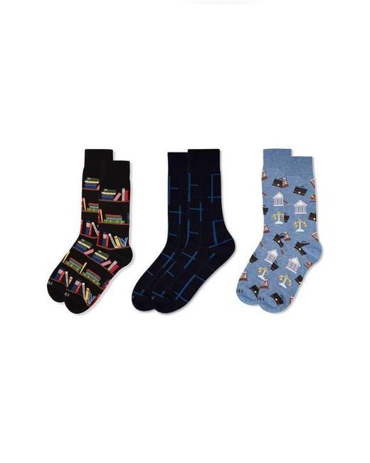 Memoi Blue Professions Assorted 3-Pack Crew Socks for men