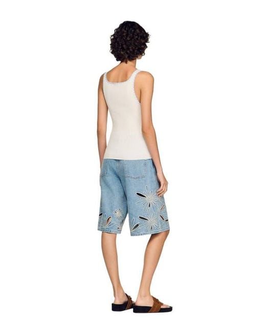 Sandro Blue Ribbed Vest Top