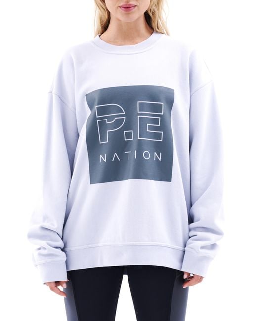 P.E Nation White Cut Shot Oversize Organic Cotton Sweatshirt