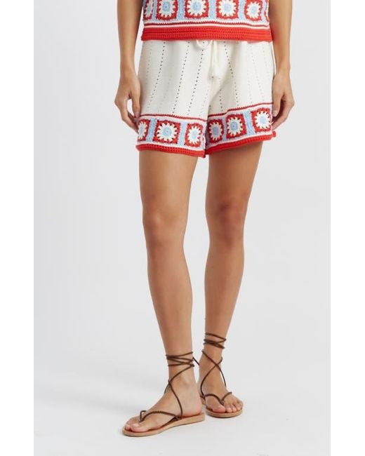 Chinti & Parker Red Hand Crochet Shorts