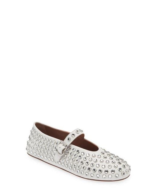 Alaïa White Rhinestone Ballet Flat
