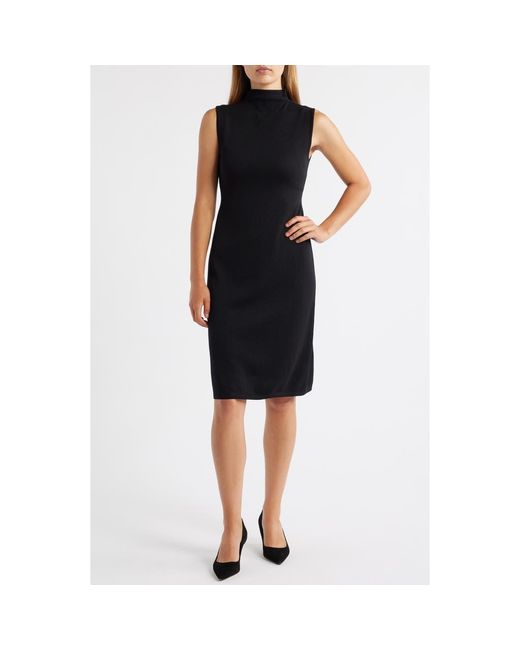 Anne Klein Black Funnel Neck Sleeveless Sweater Dress