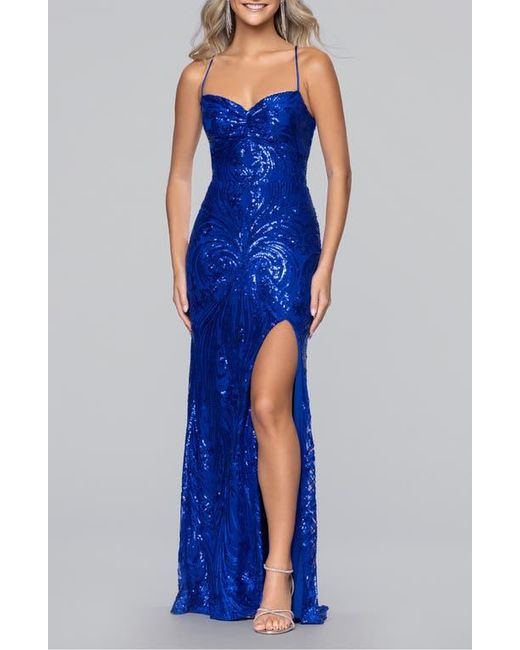 Blondie Nites Sequin Sleeveless Gown in Blue | Lyst