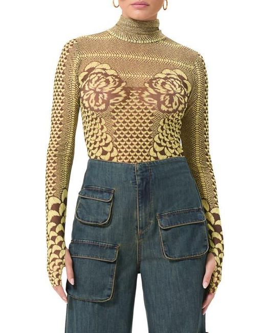 AFRM Zadie Semi Sheer Turtleneck in Blue Lyst