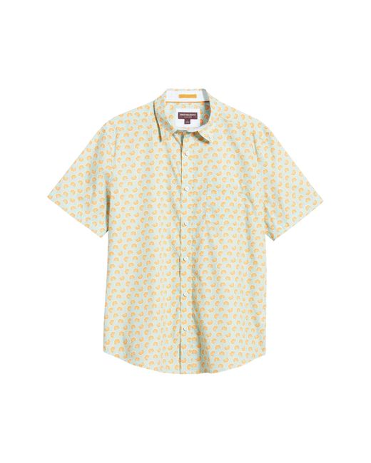 Johnston & Murphy Natural Citrus Print Short Sleeve Cotton Button-down Shirt for men