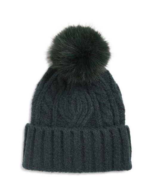 Treasure & Bond Green Cable Stitch Pom Beanie
