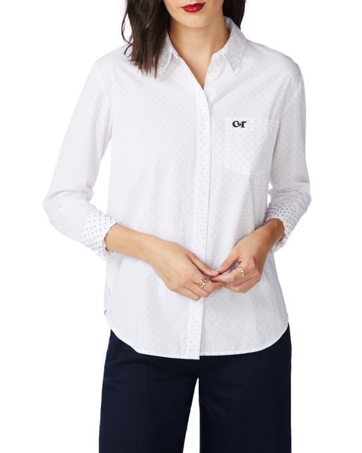 Court & Rowe White Clip Dot Long Sleeve Cotton Button-up Shirt
