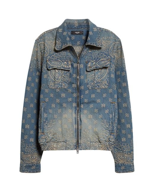 Amiri Blue Bandana Jacquard Blouson Jacket for men