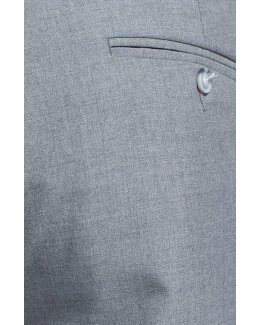 Berle Blue Self Sizer Waist Plain Weave Pleated Washable Trousers for men