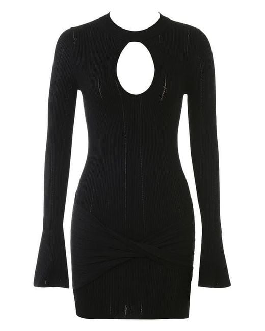 House Of Cb Black Aziza Long Sleeve Rib Minidress