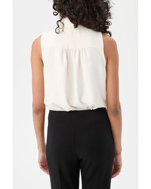 Trina Turk White Alora 2 Sleeveless Tie Neck Top